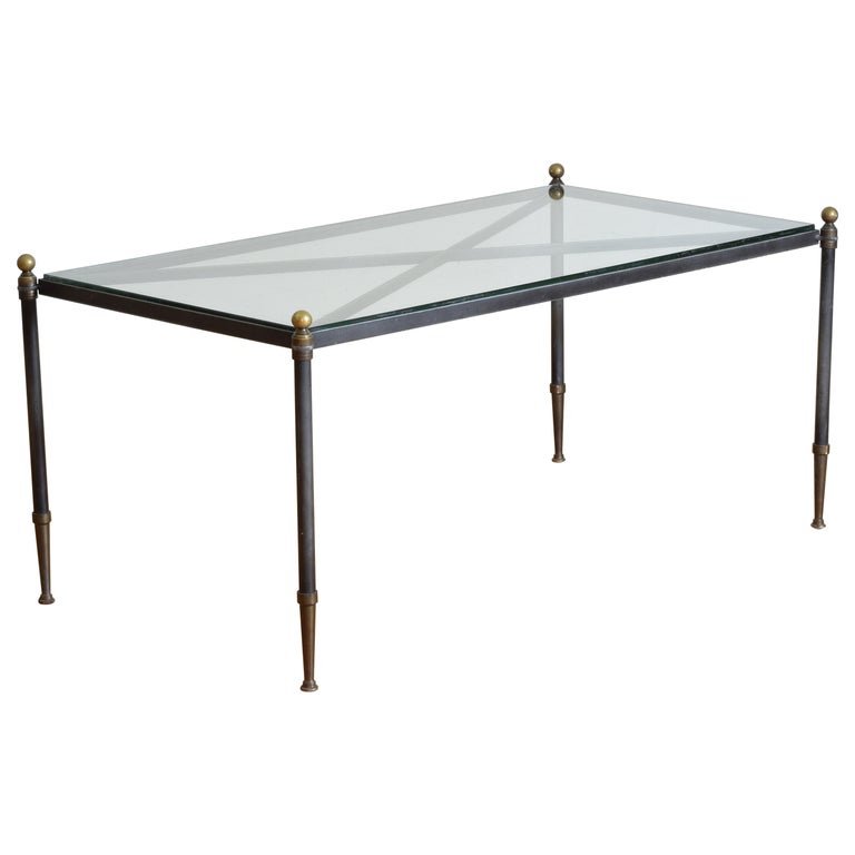 Steel, Brass, and Glass Coffee Table