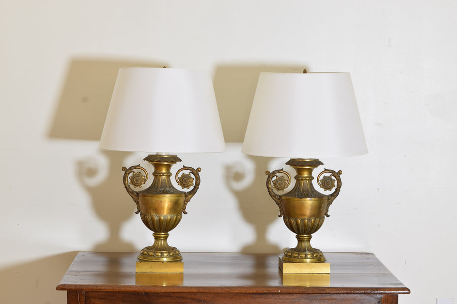 Pair of Gilded Bronze Table Lamps