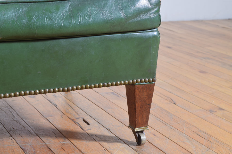 Mahogany and Leather Upholstered Bench