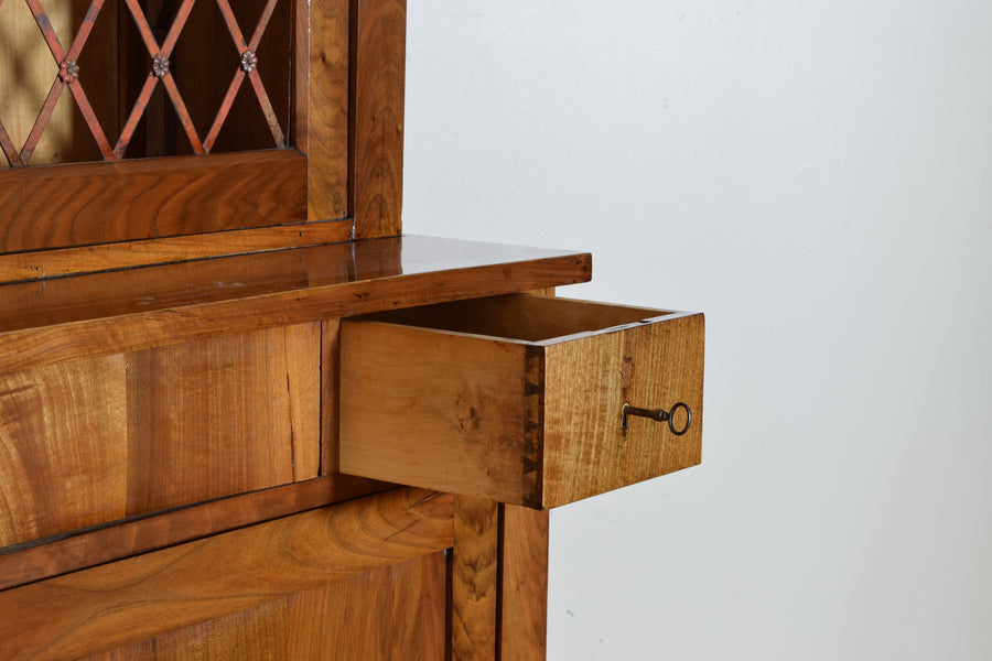 Walnut 2-Piece Bookcase Cabinet