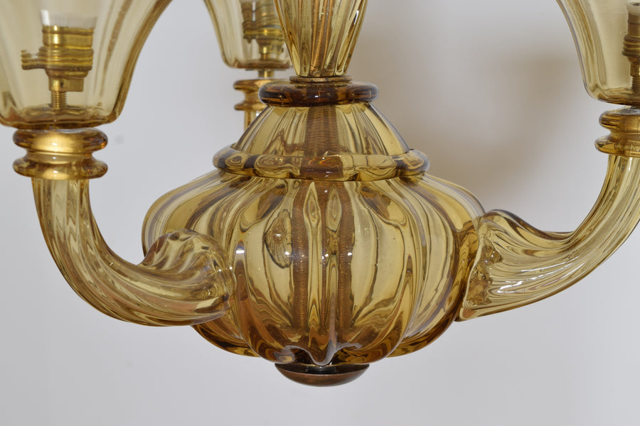 Murano Blown Glass Tall 3-Light Chandelier