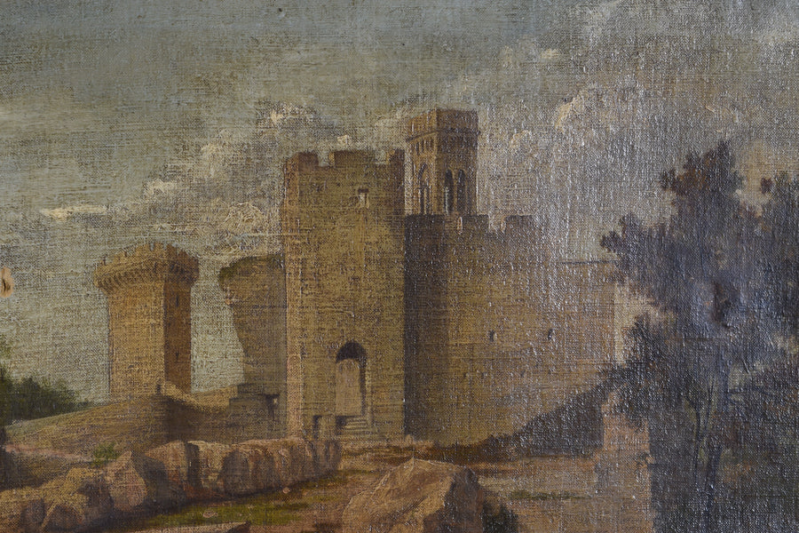 Oil on Canvas, Landscape With Ruins, Gibelin, Artist