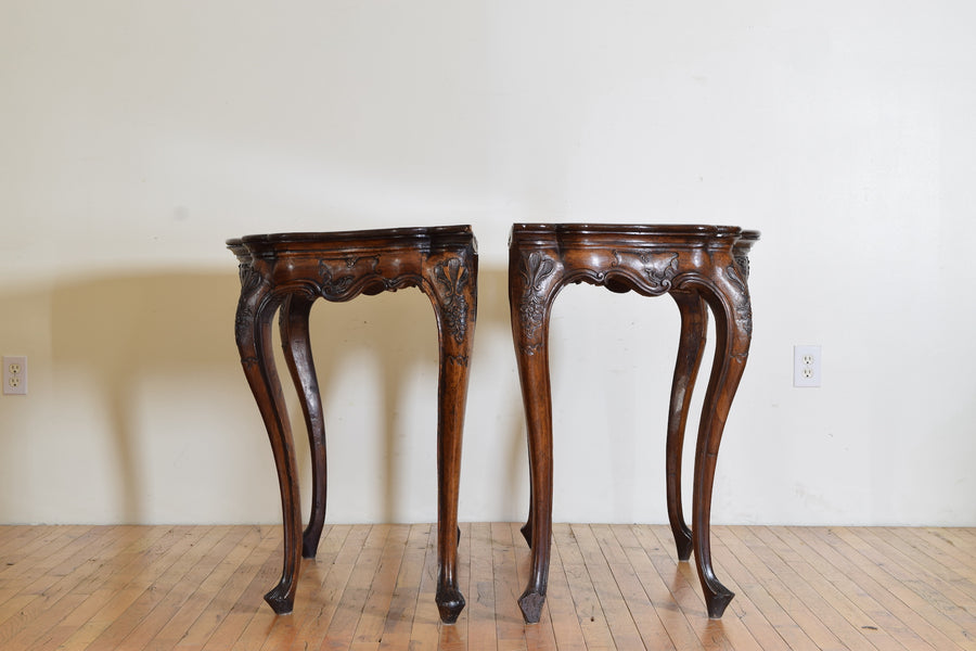 Pair of Carved Walnut Console Tables