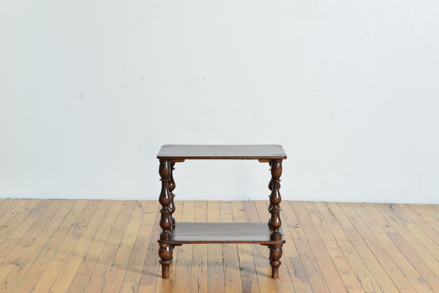 Near Pair of Turned Walnut Side Tables
