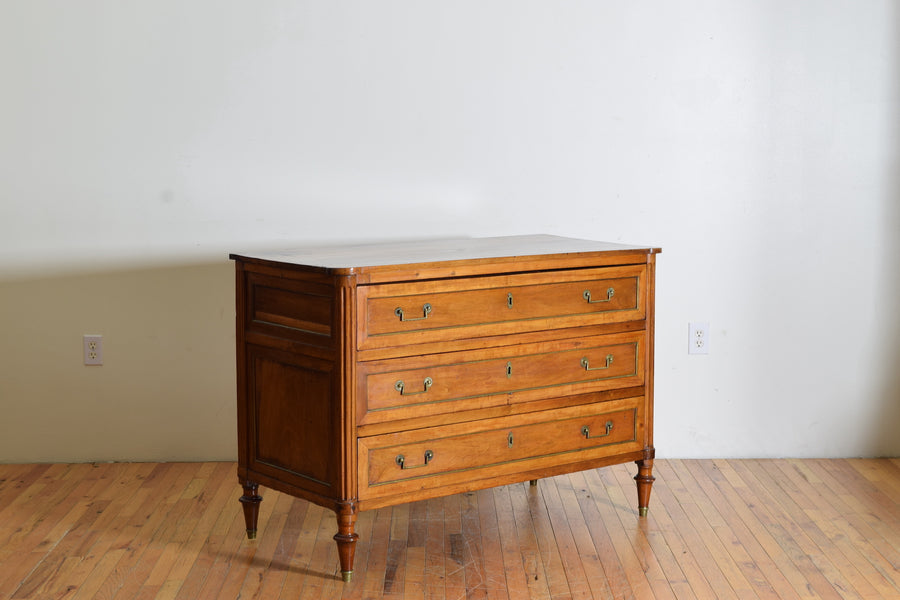 Cherrywood and Brass Mounted 3-Drawer Commode