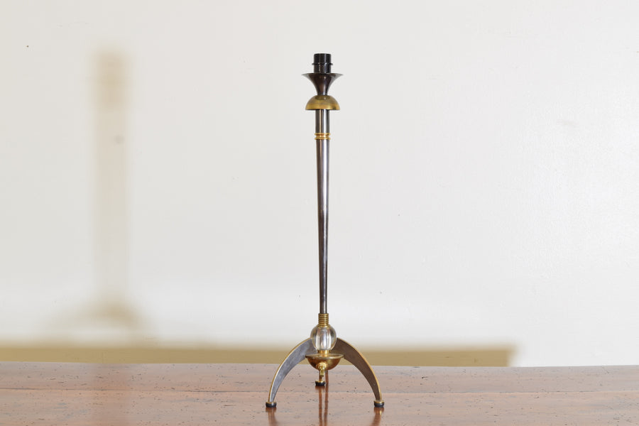 Chrome, Brass, and Glass Table Lamp