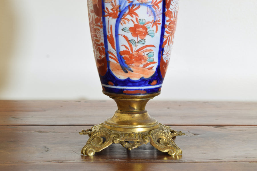 Pair of Imari Porcelain and Gilt Brass Table Lamps