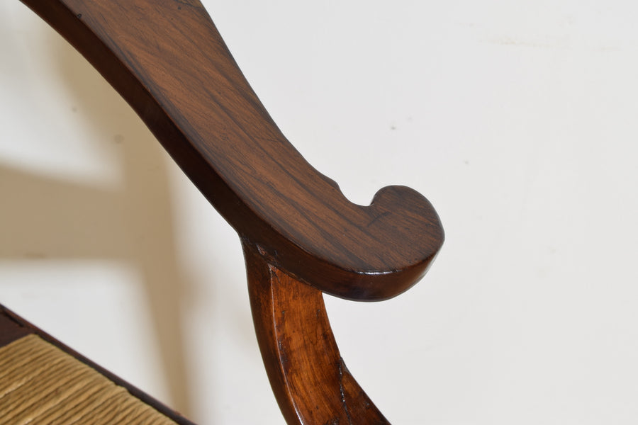 Shaped and Carved Walnut Open Armchair