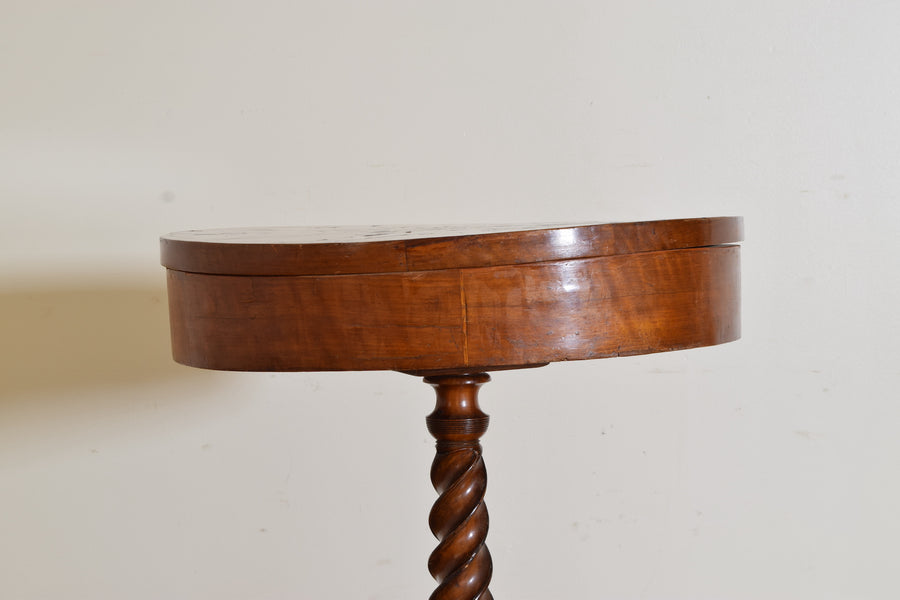 Turned Walnut and Inlaid Center Table