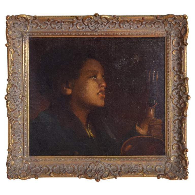 Oil on Canvas on Board, Girl in Lamplight