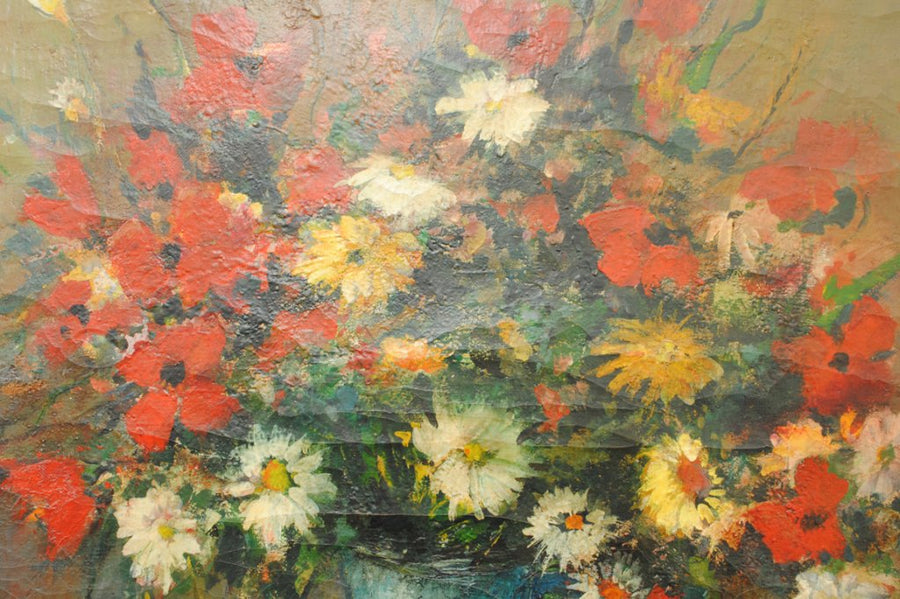 Oil on Canvas, Floral Still Life, signed M. Jamart