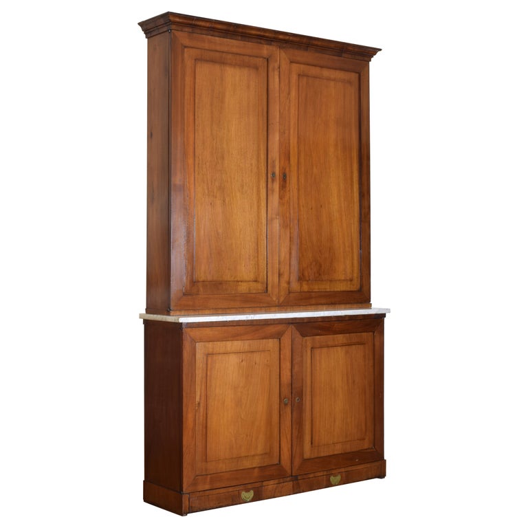Walnut and Marble 2-Piece Altar Cabinet
