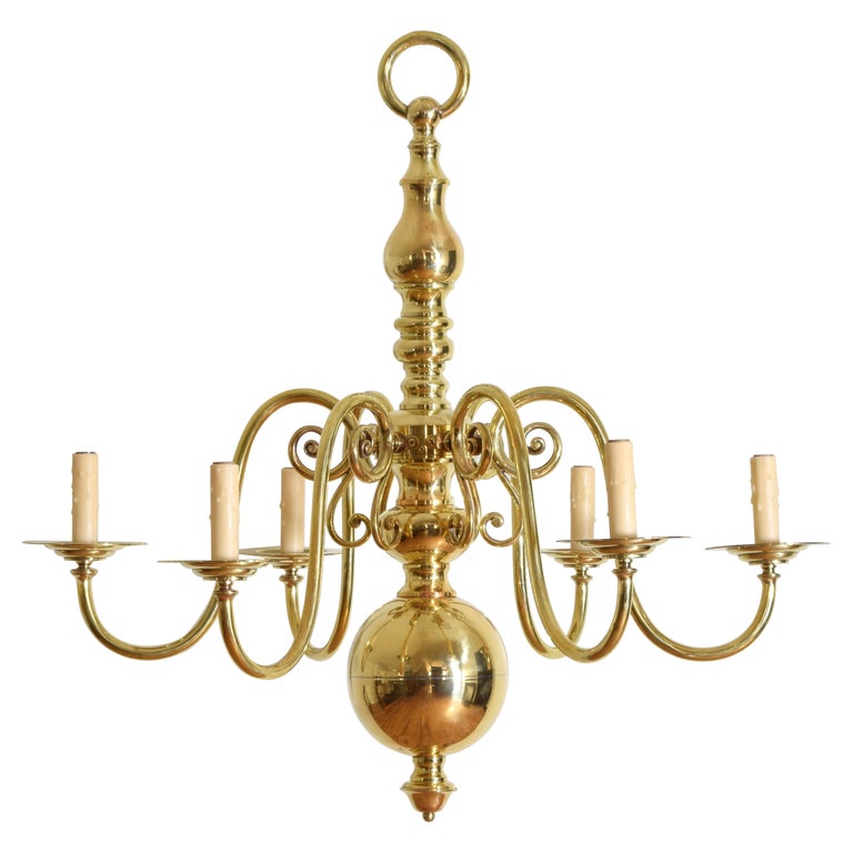 High End Classic 6 Arm Brass Chandelier