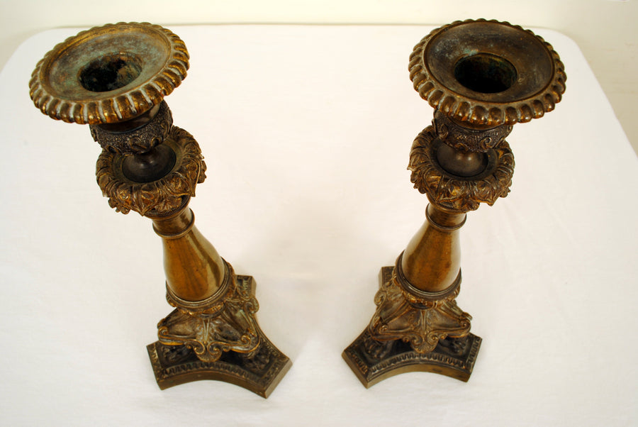 Pair of Cast Brass Candlesticks