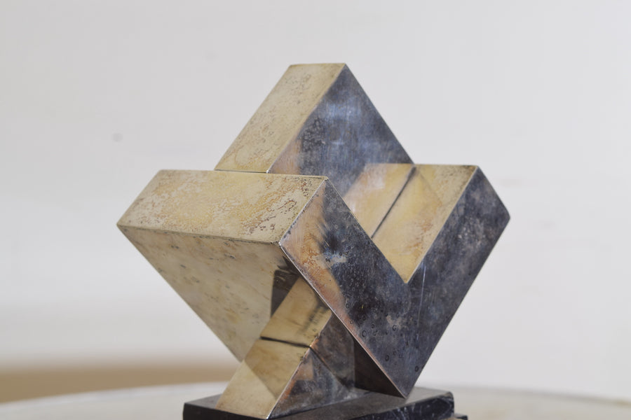 Abstract Sculpture of Marble and Silver Plate