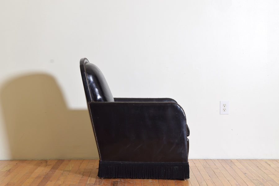 Black Leather Upholstered Club Chair