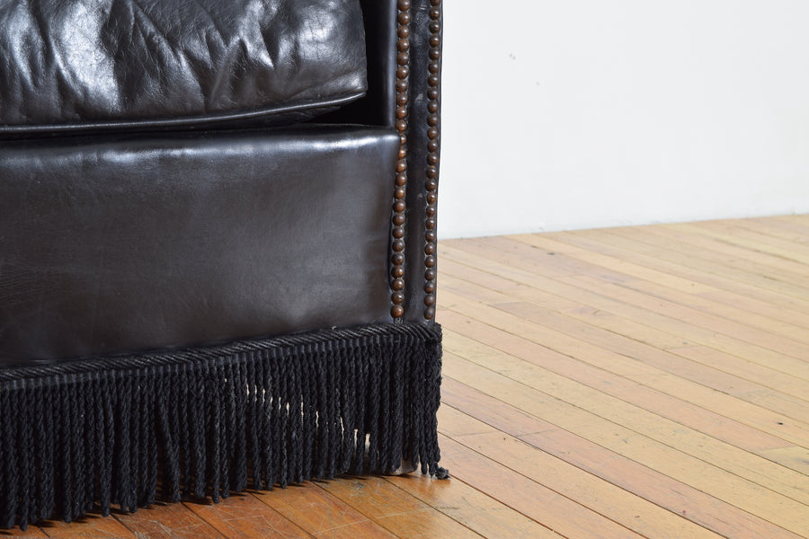 Black Leather Upholstered Club Chair