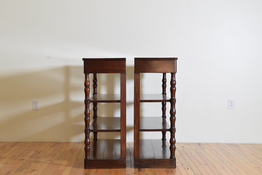 Pair of Mahogany 1-Drawer Etagere Consoles