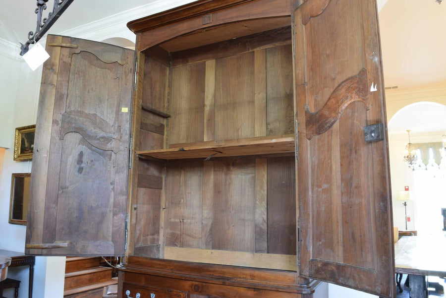 Tall Walnut Armoire with Two-Drawer