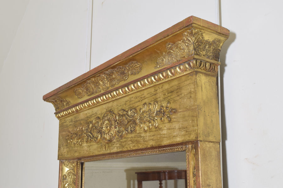 Tall Carved Gitwood and Gilt-Gesso Mirror