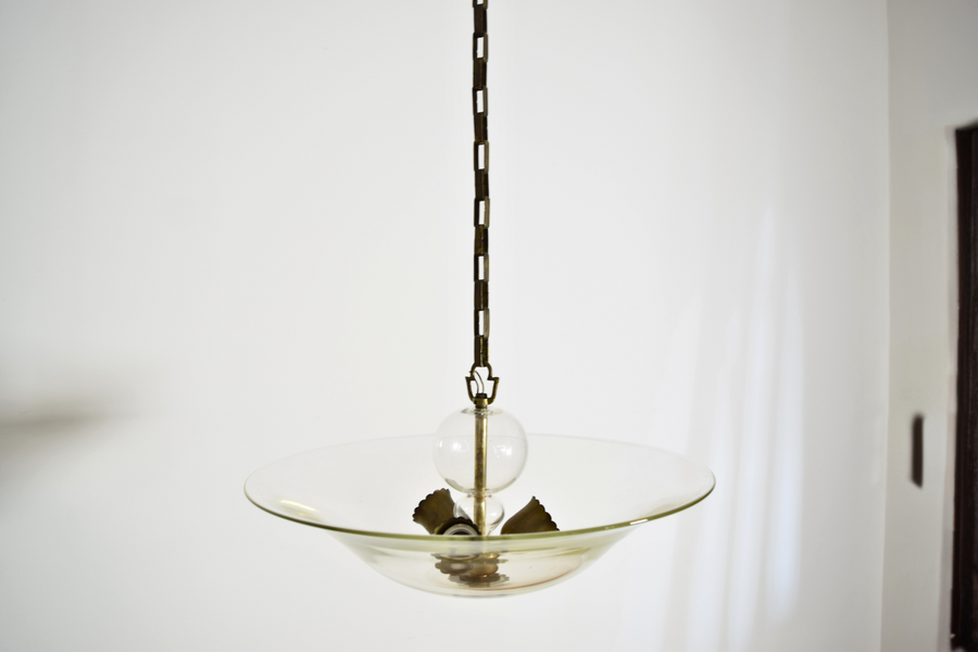 Glass and Brass 3-Light Chandelier
