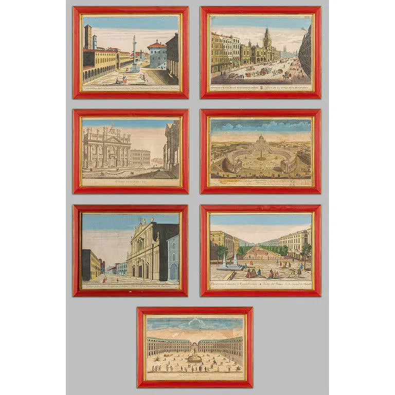 Set of 7 Watercolor Prints, City Views