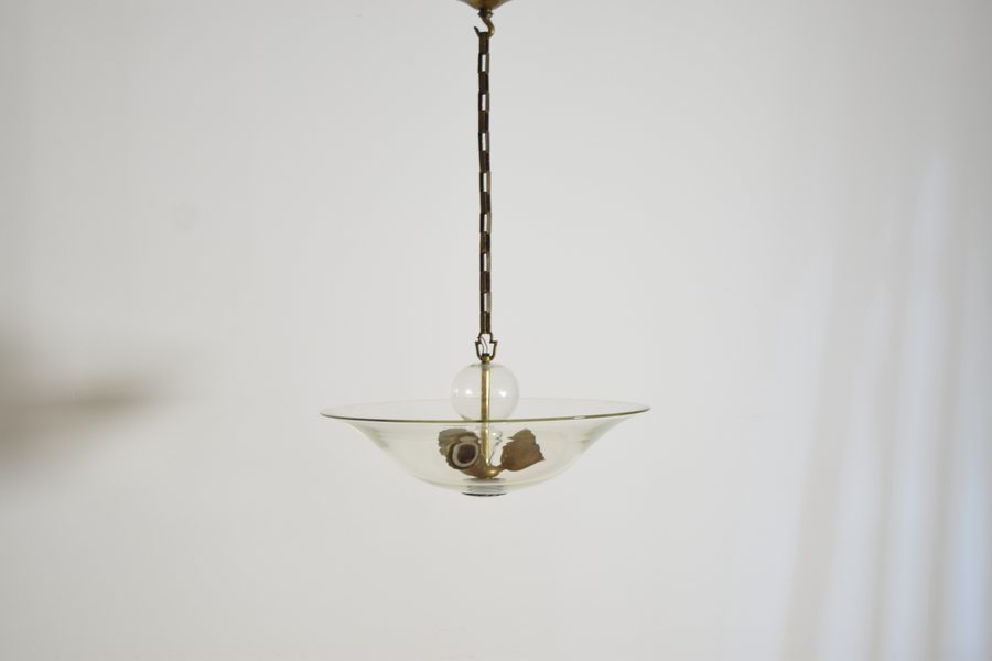 Glass and Brass 3-Light Chandelier