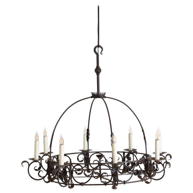 Wrought Iron 8-Light Dome-Form Chandelier