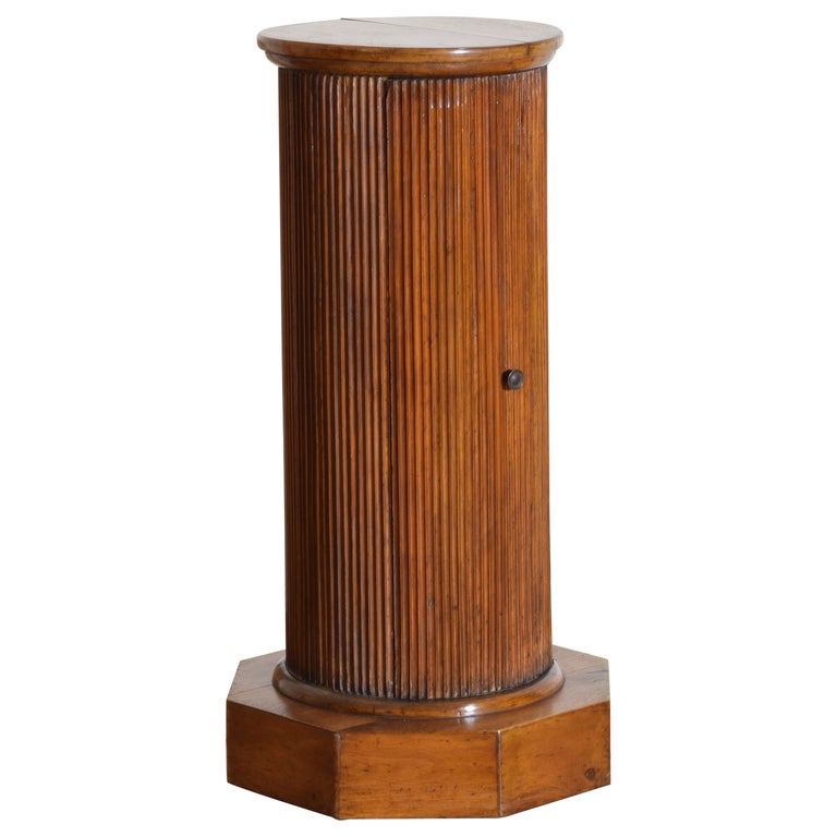 Walnut Fluted 1-Door Pedestal Cabinet