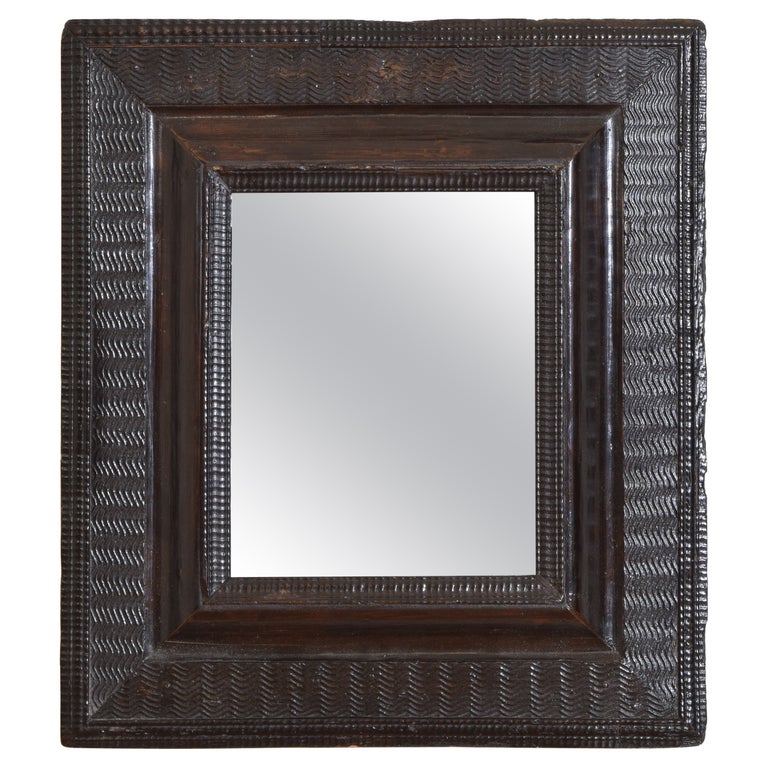 Small Ebonized Walnut Guilloche Mirror