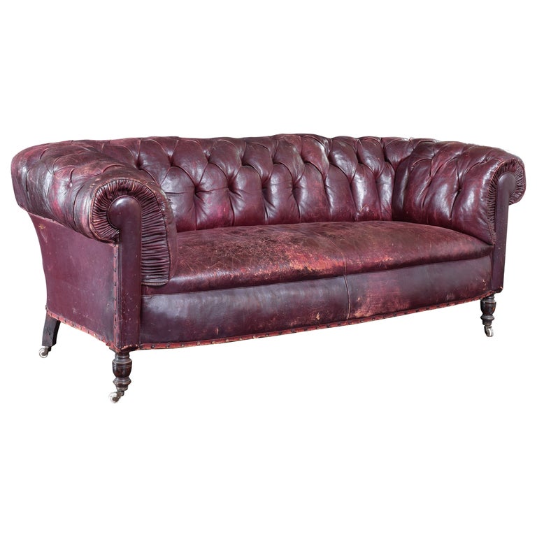 Tufted Leather Upholstered Chesterfield Sofa