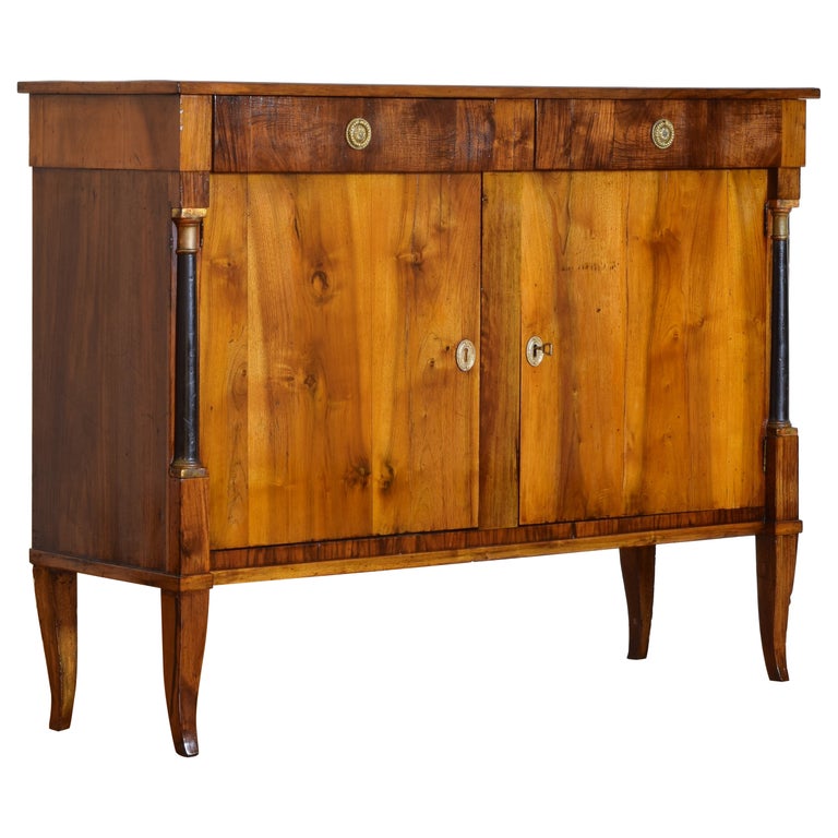 Walnut and Ebonized 2-Door, 2-Drawer Credenza