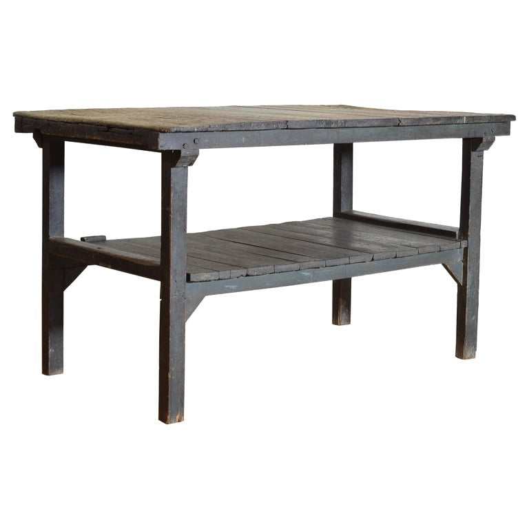 Blue Painted Pinewood Gardening Table