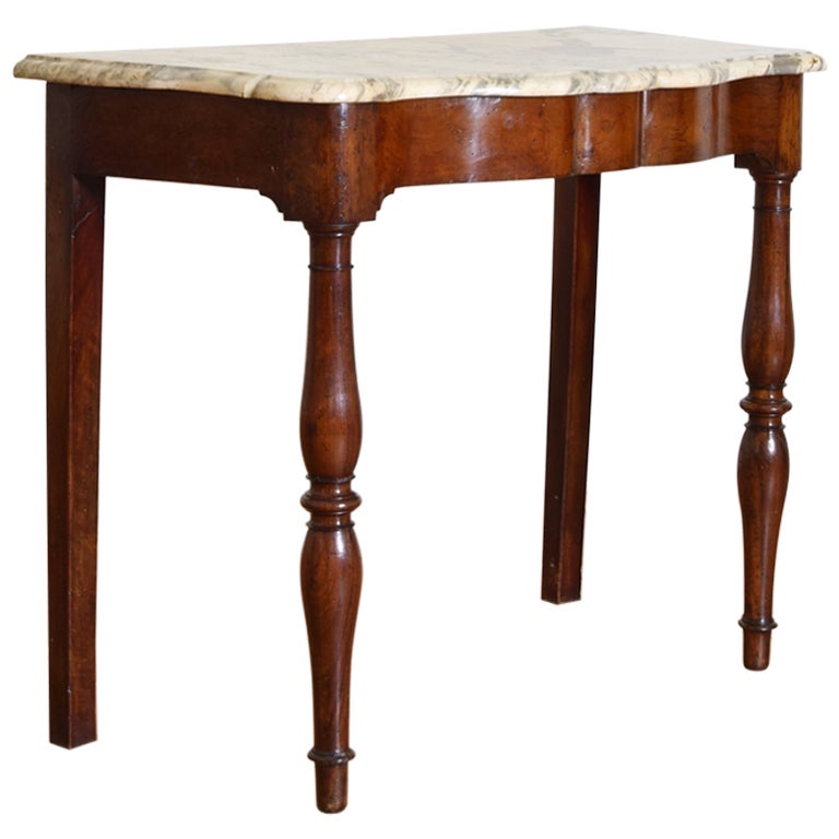 Walnut and Marble-Top Console Table