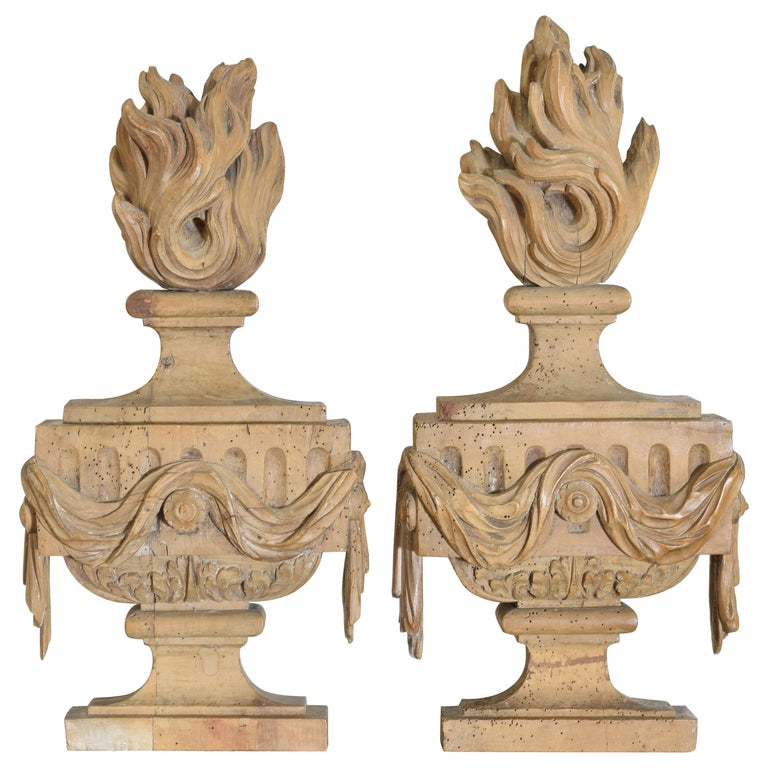 Pair of Carved Wooden Capitals