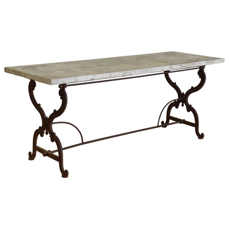 Wrought Iron and Marble Gardener’s Table