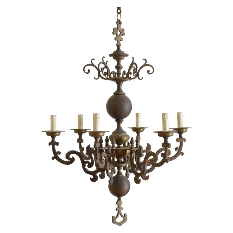 Cast Brass 6-Light Chandelier