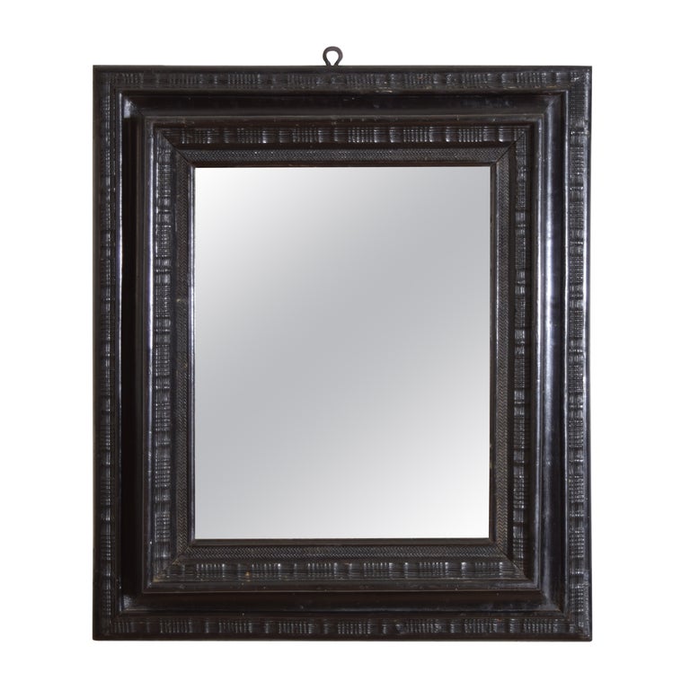 Guilloche Carved and Ebonized Mirror