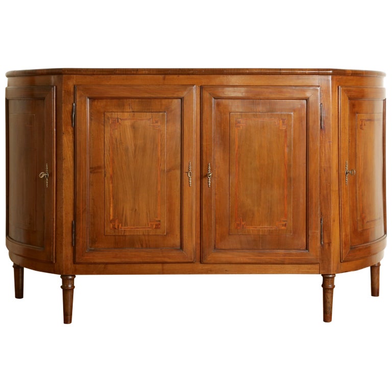 Walnut and Inlaid 4-Door Sagomata Credenza