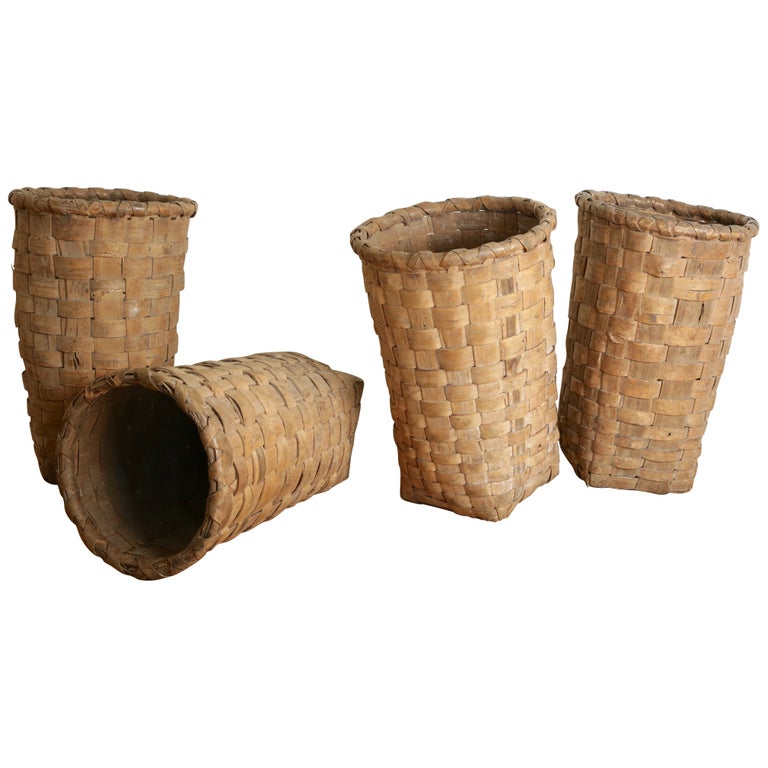 Set of 4 Woven Chestnut Harvest Baskets