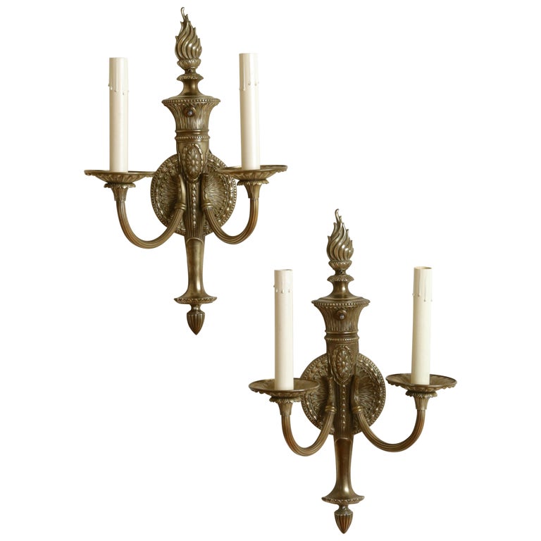 Pair of Cast Brass 2-Light Sconces