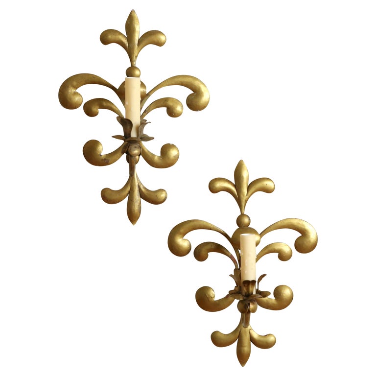 Pair of Gilt Painted Metal 1-Light Sconces