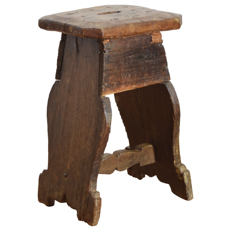 Dark Pinewood Handled Stool or Table
