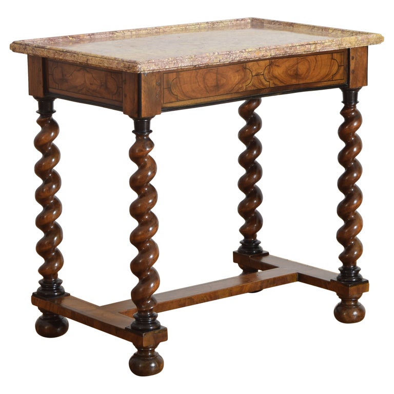 Walnut and Marble-Top Table