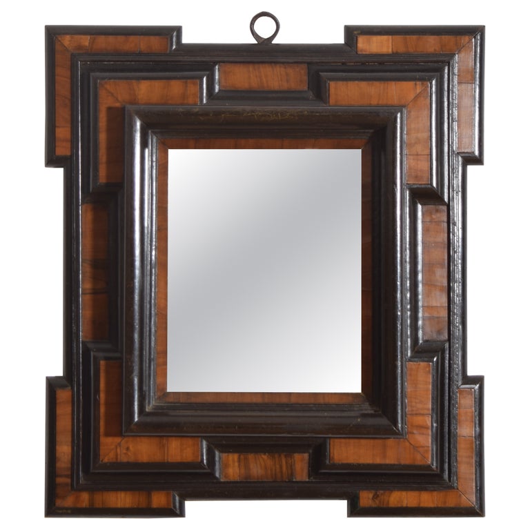 Walnut and Ebonized Wall Mirror