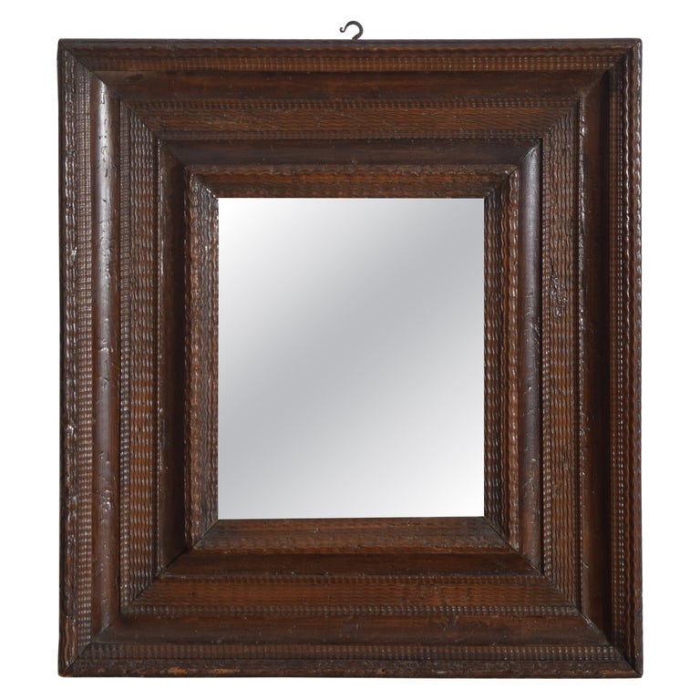 Guilloche Carved Walnut Mirror