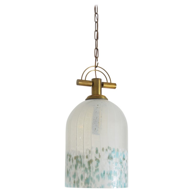 Murano Blown Glass and Brass Pendant