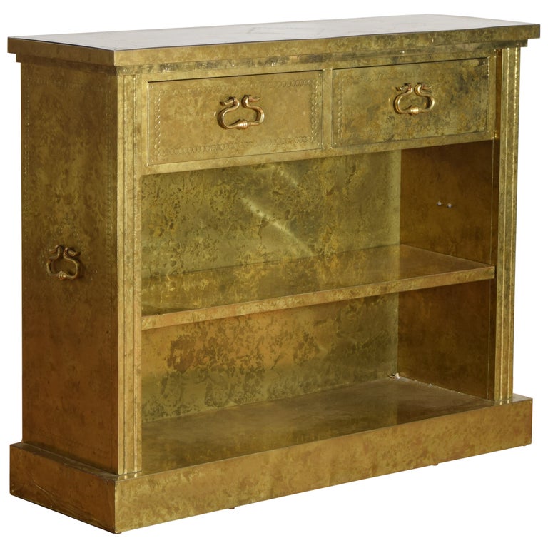 Brass 2-Drawer Bookcase Cabinet