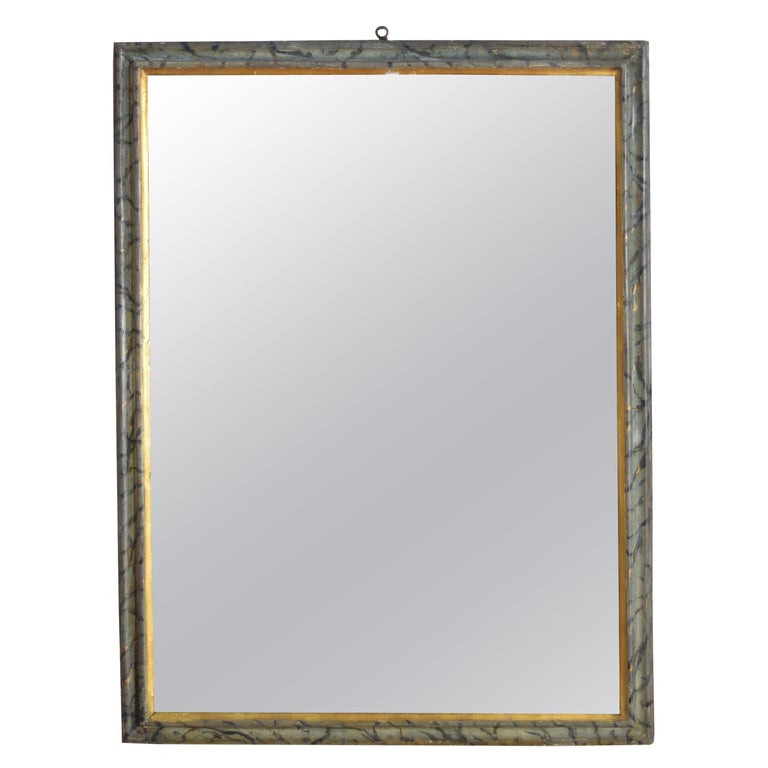 Faux Marble Painted and Giltwood Mirror