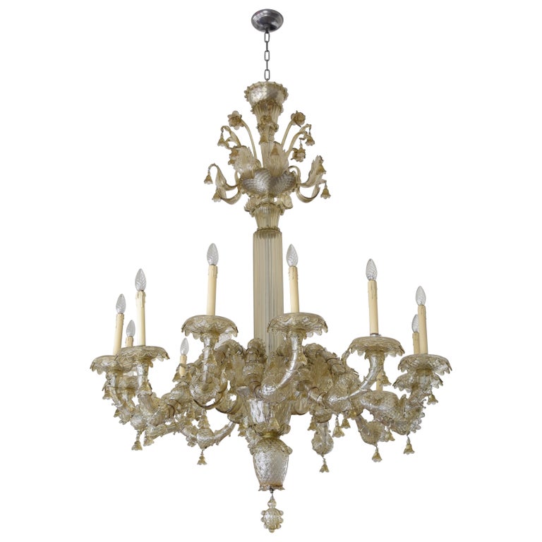 Murano Blown Glass 12-Light Chandelier